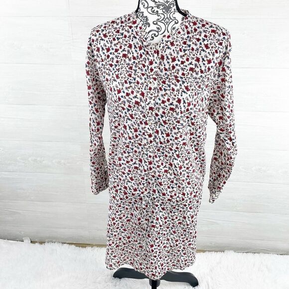 Xirena Crystal Clear Floral Long Sleeve Tunic Popover Shirt Dress - Picture 1 of 7